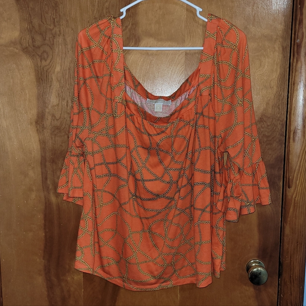 Michael Kors Orange Chain Patterned Top